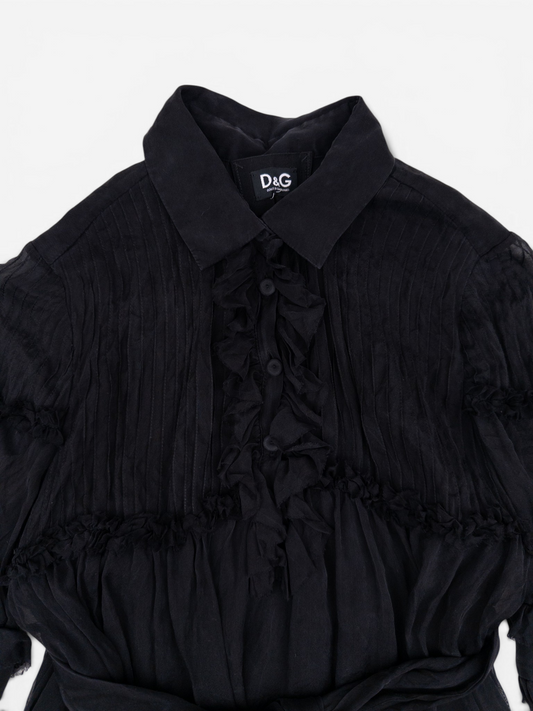 Dolce & Gabbana 2000s Chiffon Ruffle Summer Midi Dress