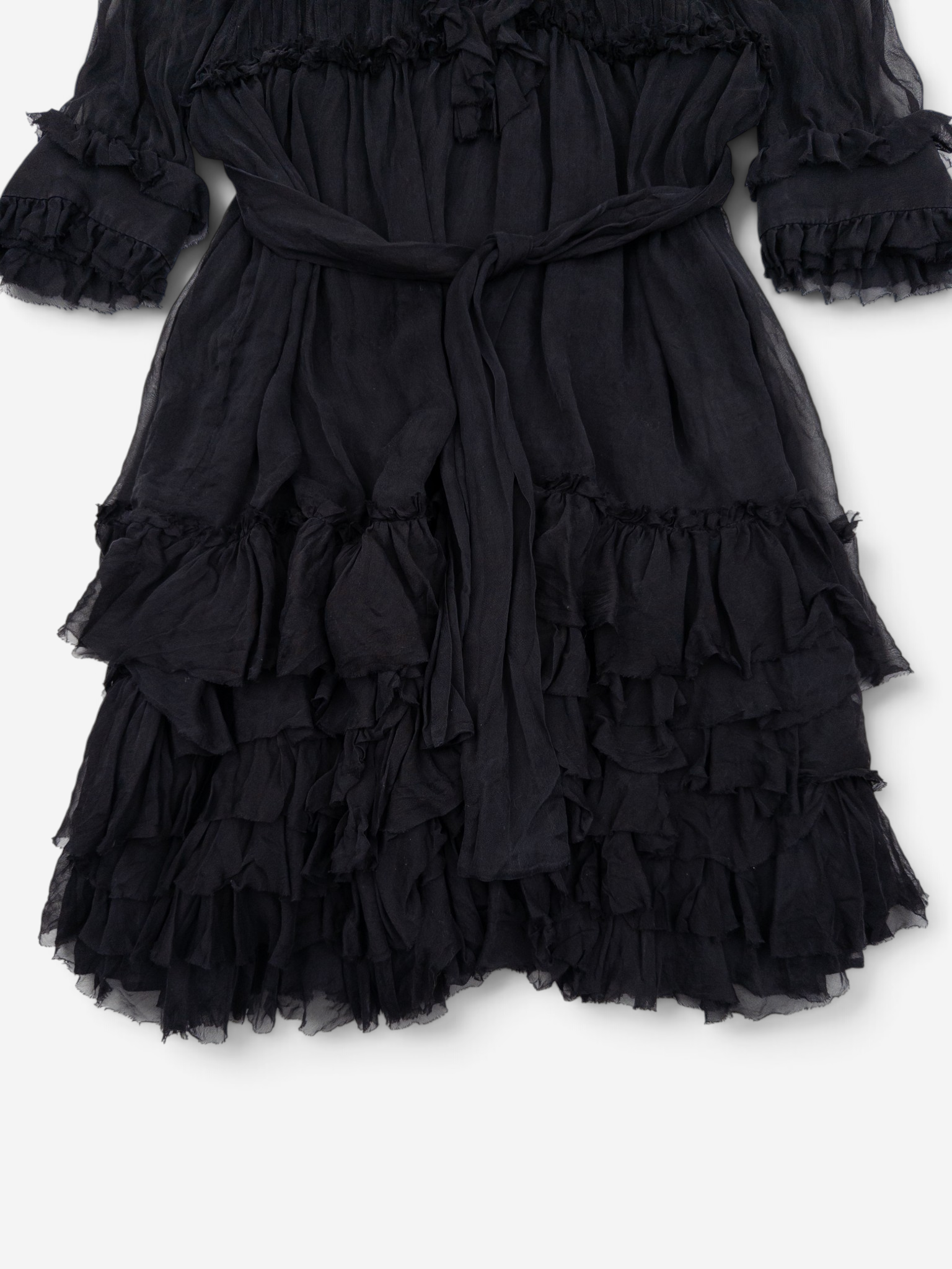 Dolce & Gabbana 2000s Chiffon Ruffle Summer Midi Dress