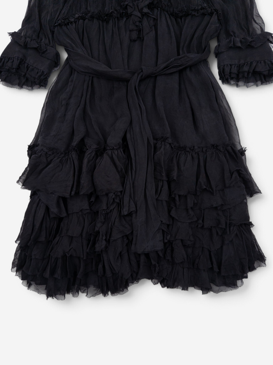 Dolce & Gabbana 2000s Chiffon Ruffle Summer Midi Dress
