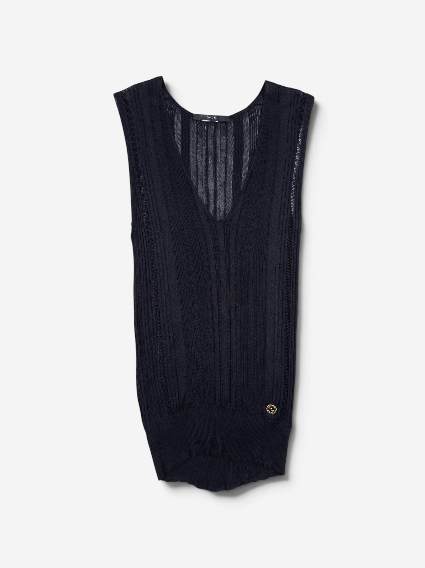 Gucci by Tom Ford 1990s See Through Knit Tank Top – front view