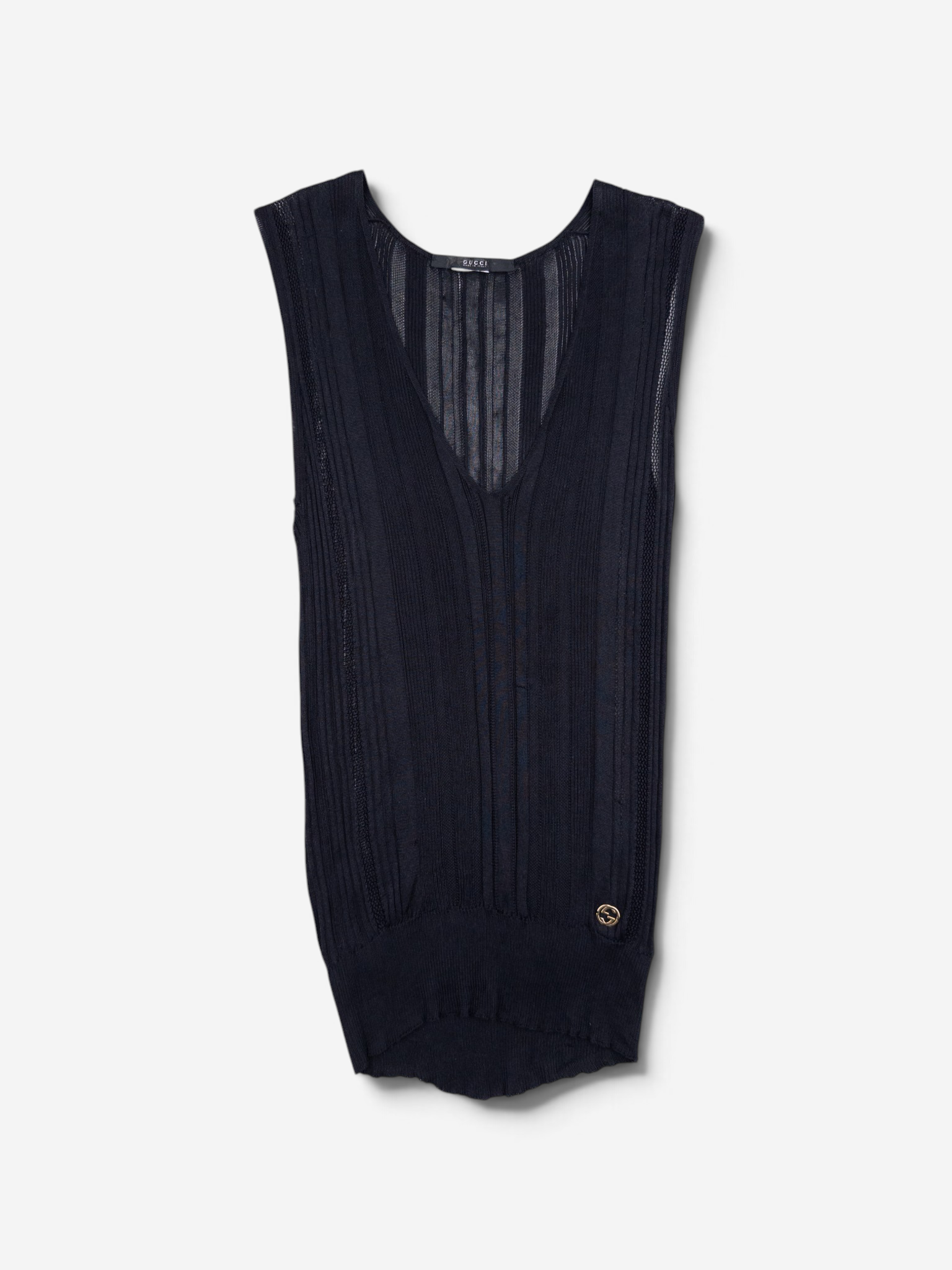 Gucci by Tom Ford 1990s See Through Knit Tank Top – front view