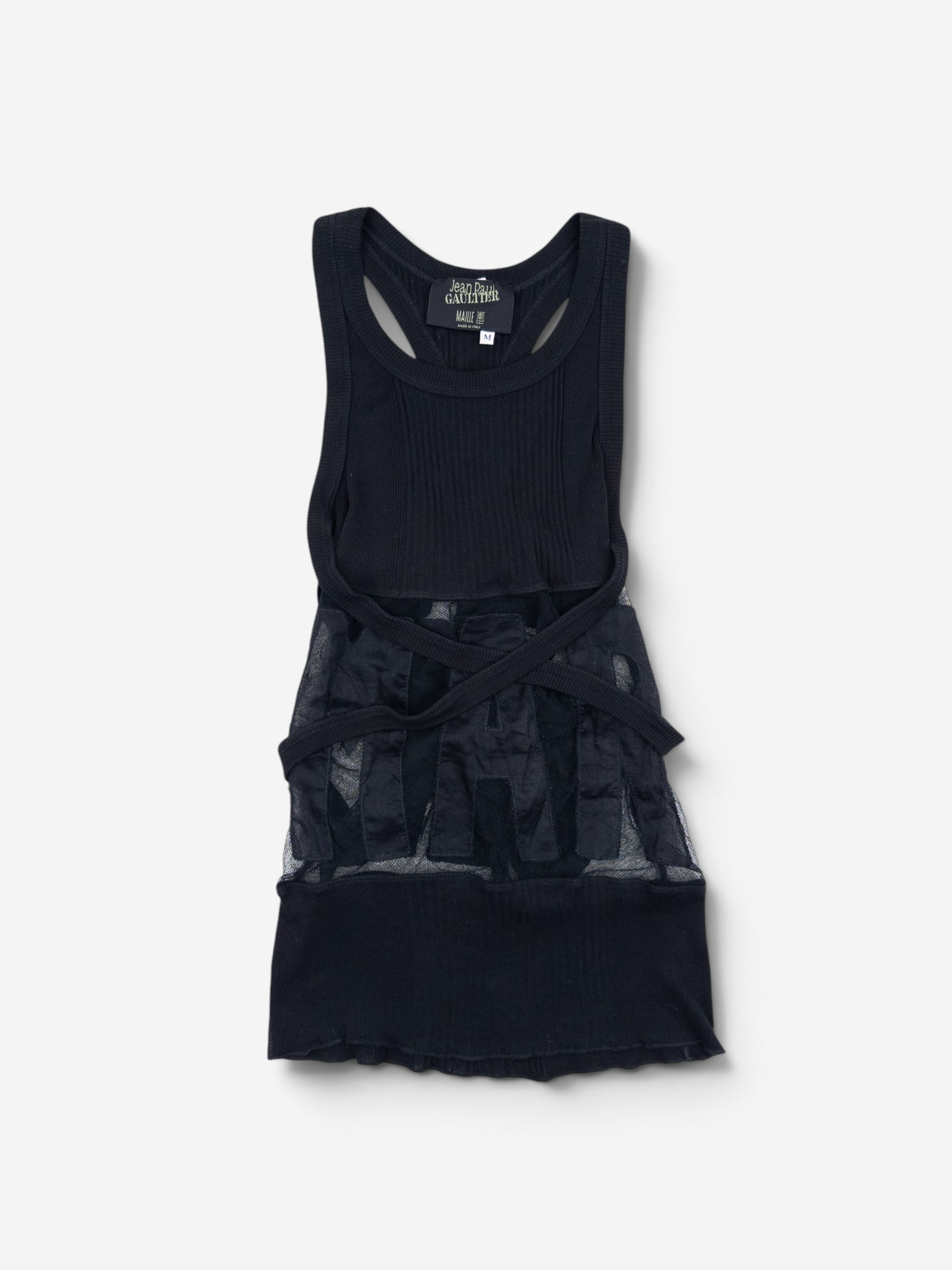 Jean Paul Gaultier 1990s Transparent 'Marcel' Bondage Tank Top – front view