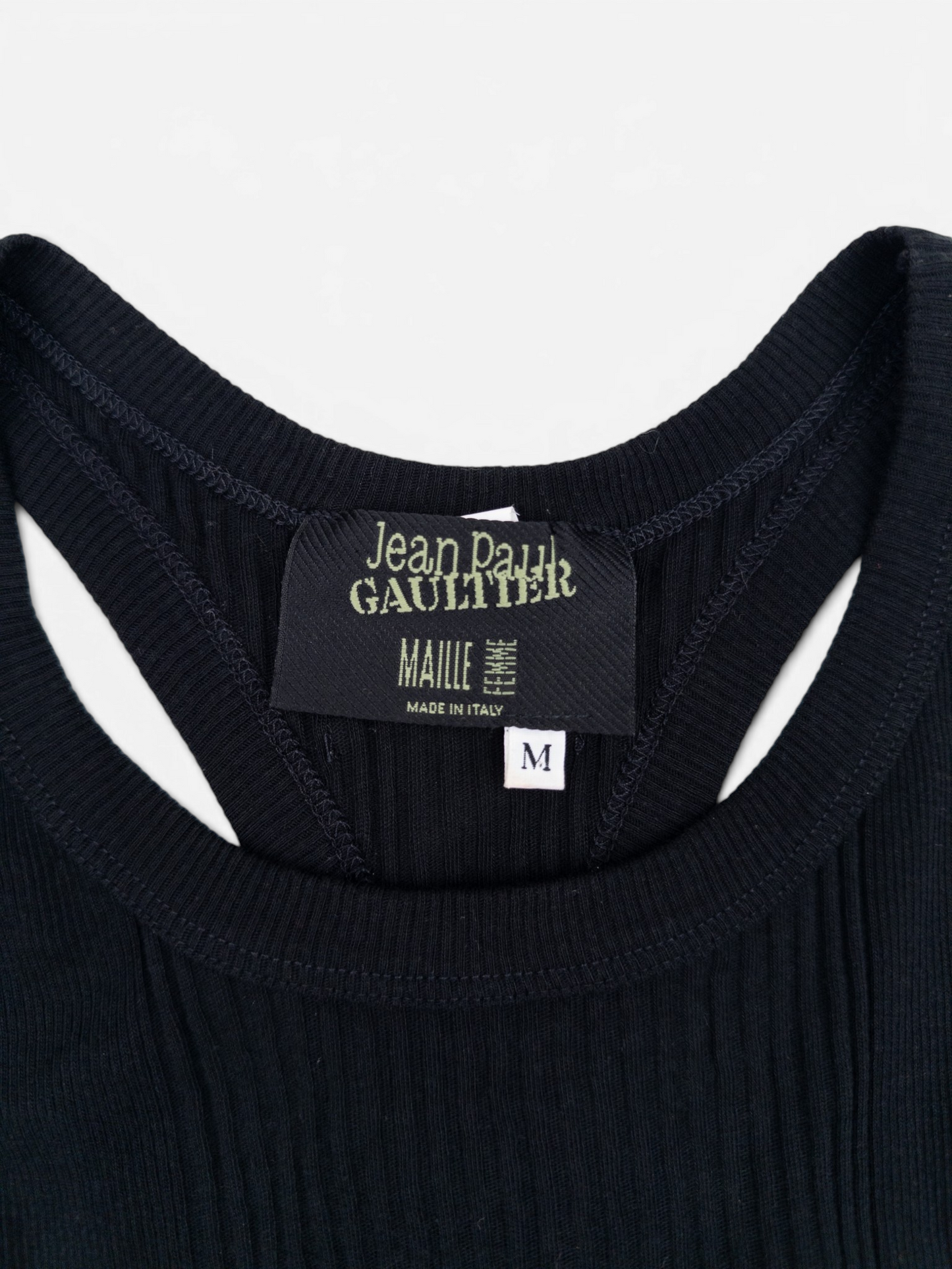 Jean Paul Gaultier 1990s Transparent 'Marcel' Bondage Tank Top – neckline and brand label