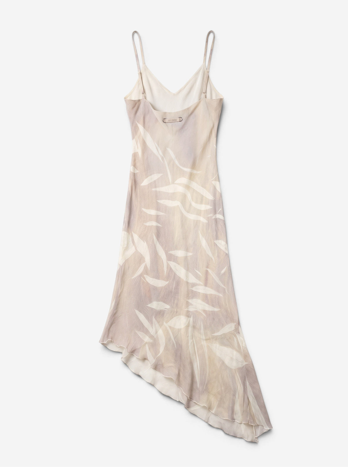 Roberto Cavalli 2000s Asymmetrical Summer Wrinkle Ruffle Maxi Dress – back view