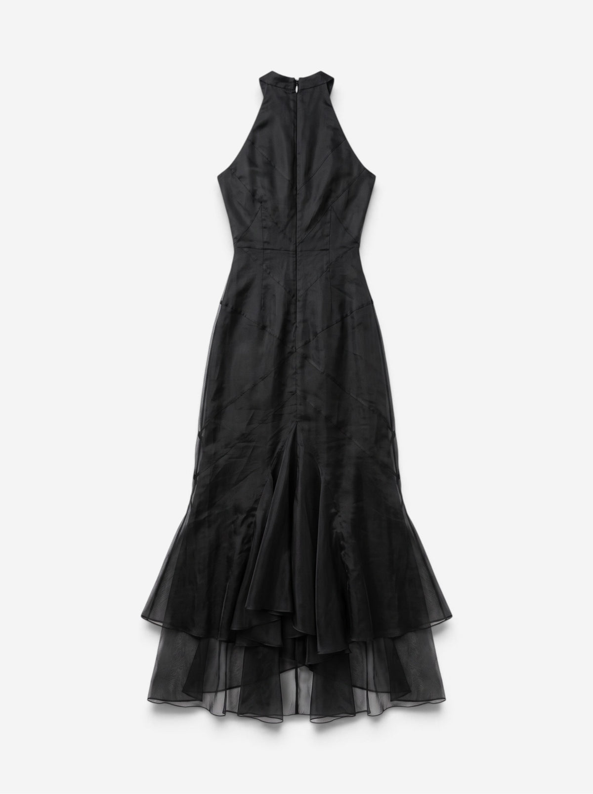 Roberto Cavalli 2000s Summer Tule Wrinkle Ruffle Maxi Dress – back view