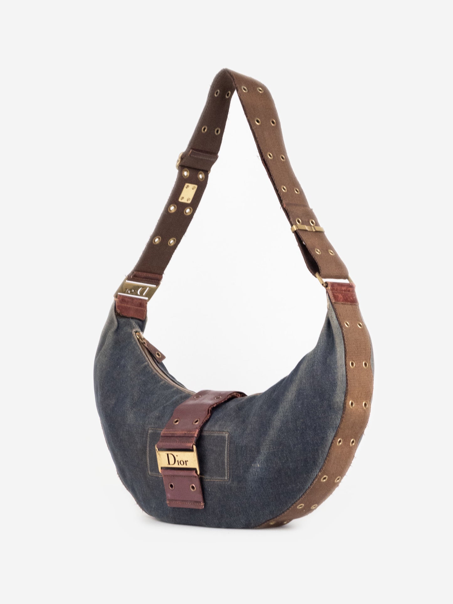 Dior by Galliano SS02 'Street Chic' Denim Hobo Croissant Shoulder Bag
