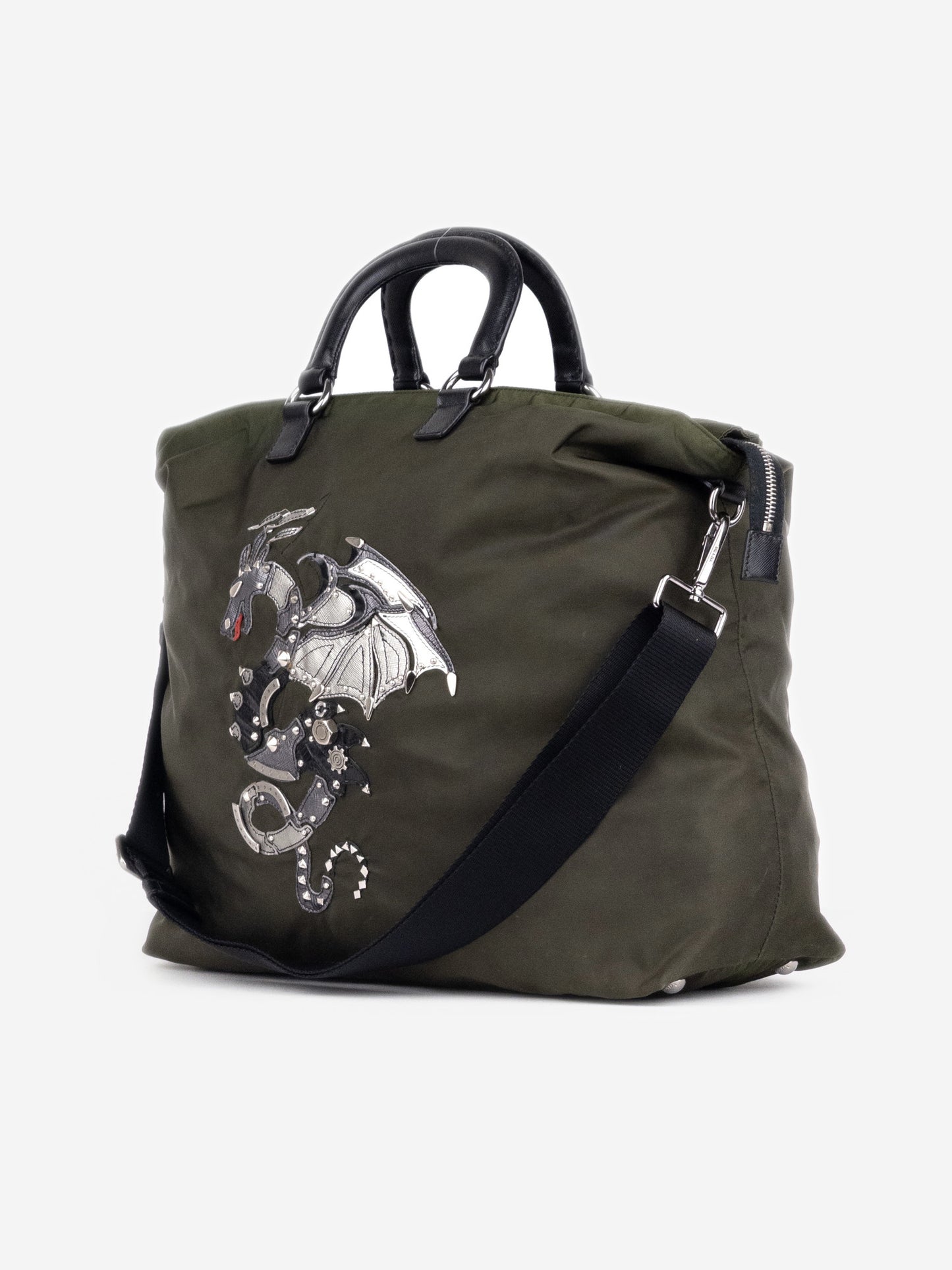 Prada 2000s Large Tessuto 2-Way Dragon Handbag