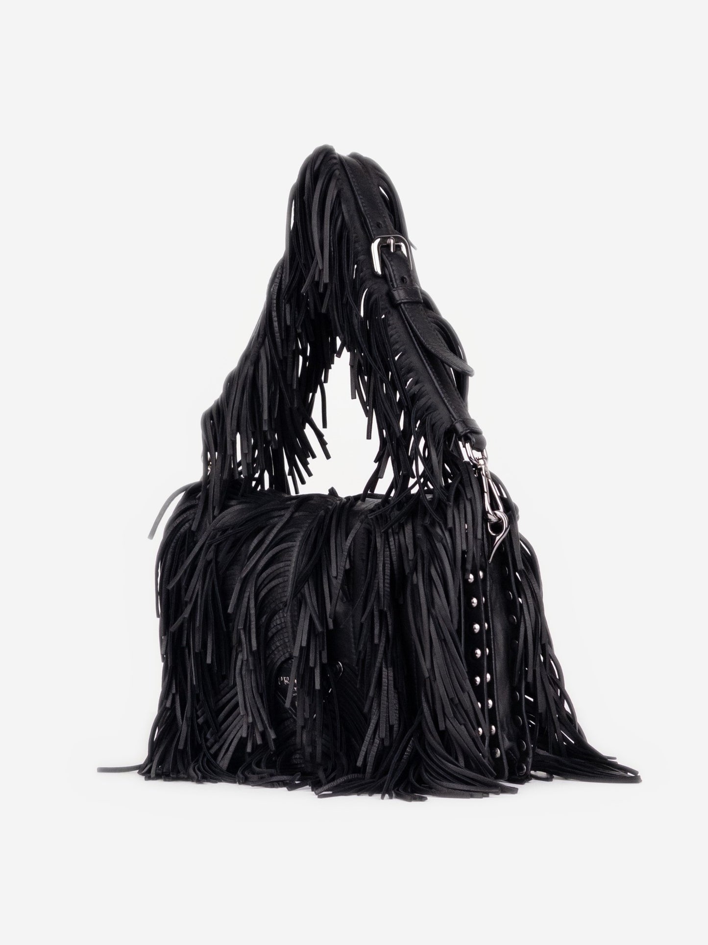 Prada SS07 Two-Tone Leather Fringe Hobo Shoulder Bag