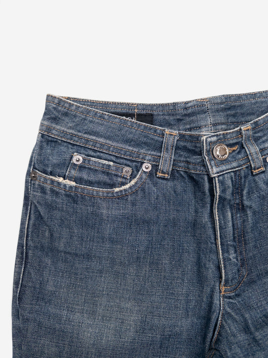 Gucci by Tom Ford SS02 Flared Sanded Bootcut Denim Jeans – front pocket detail