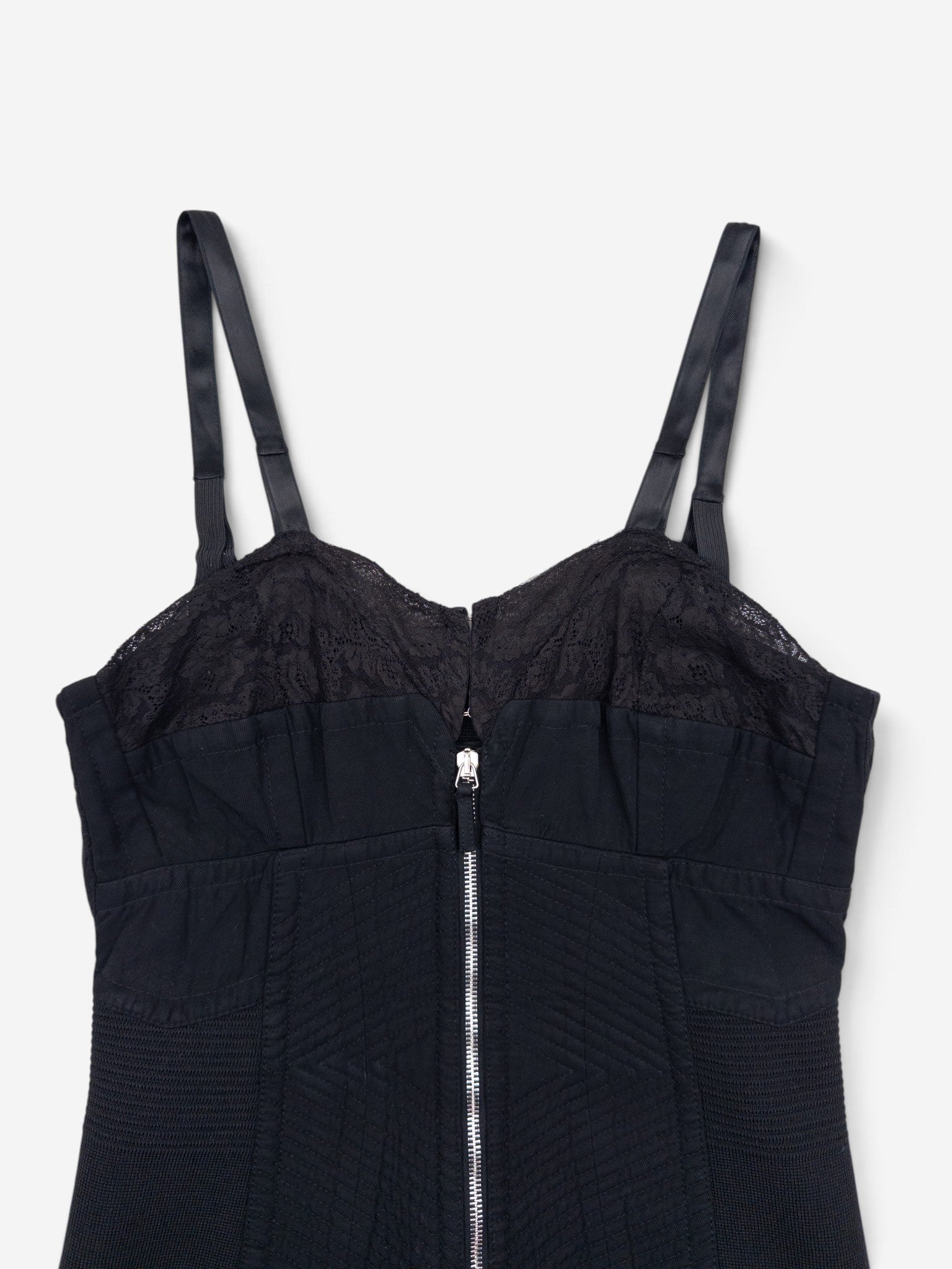 Jean Paul Gaultier 90s Madonna Corset Lace Mini Dress – bust and zipper detail