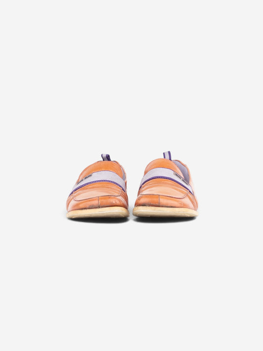Miu Miu 2000s Square Toe Sports Penny Loafers – angled view