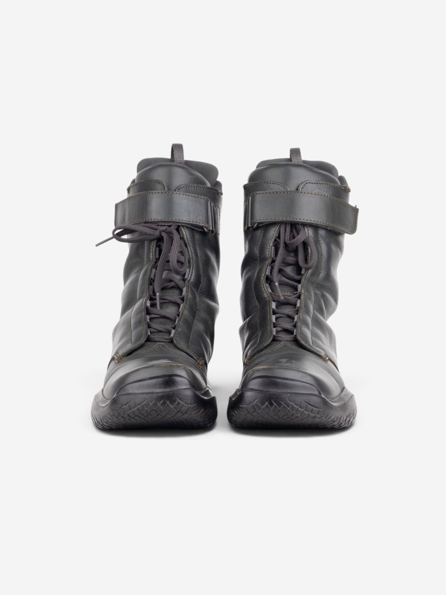 Prada AW99 Square Toe Vibram Combat Boots – angled view