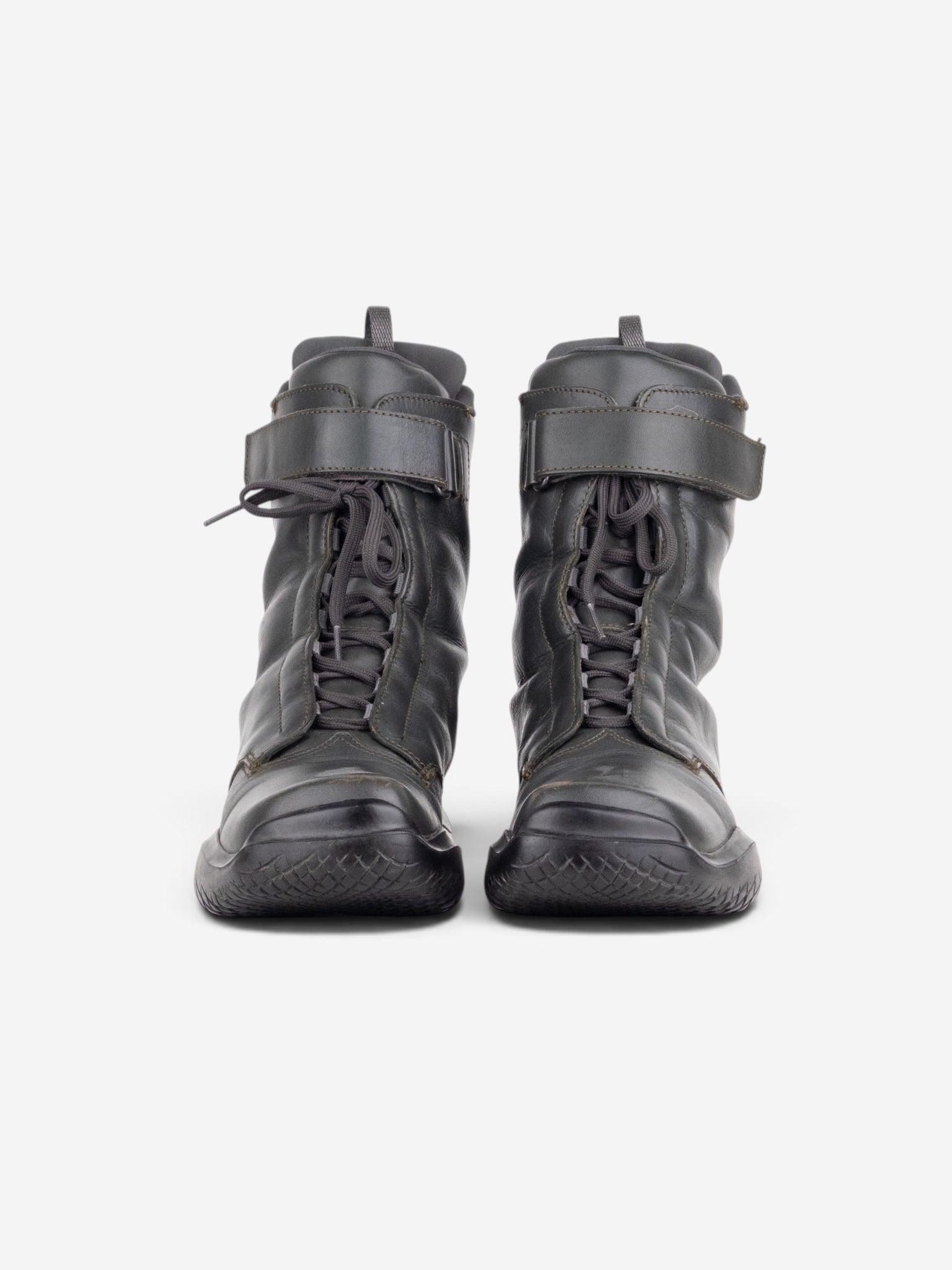 Prada AW99 Square Toe Vibram Combat Boots – angled view