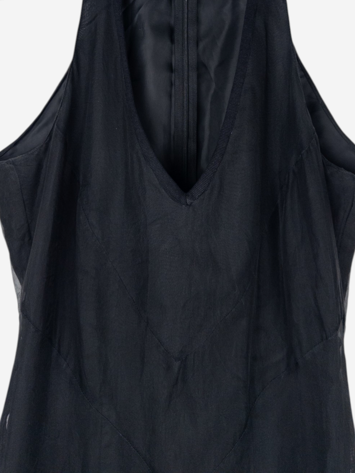 Roberto Cavalli 2000s Summer Tule Wrinkle Ruffle Maxi Dress – neckline detail