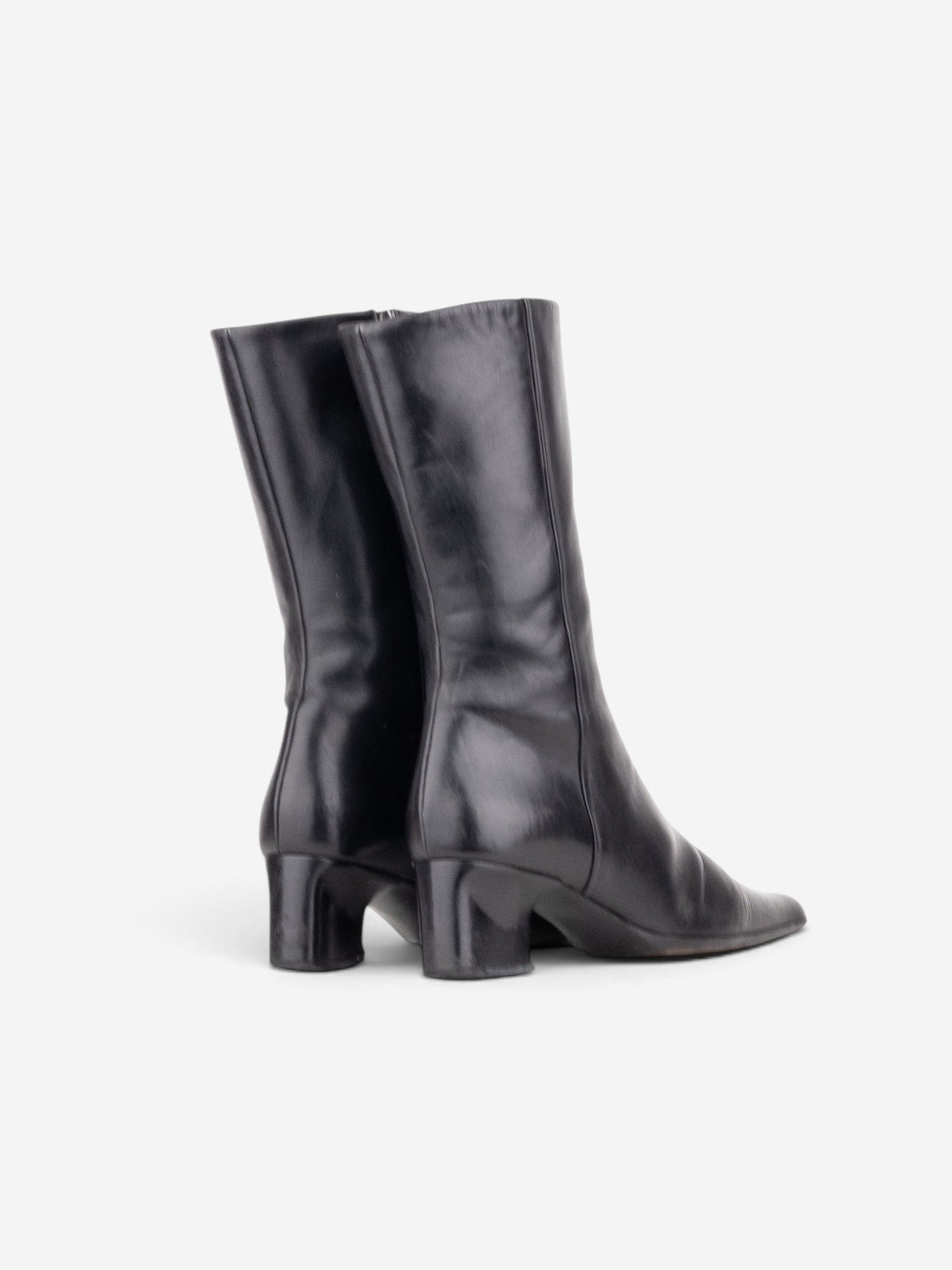 Prada 2000s Mid Calf Square Toe Riding Boots – back view