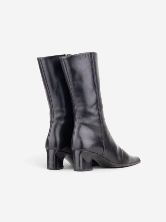 Prada 2000s Mid Calf Square Toe Riding Boots – back view