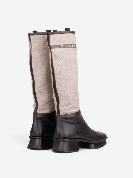Prada SS99 Knee-High Platform Split Sole Riding Boots – back view