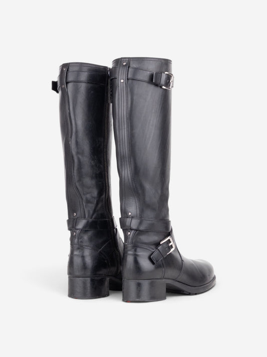 Prada 2000s Knee High Double-Buckle Riding Boots – back view