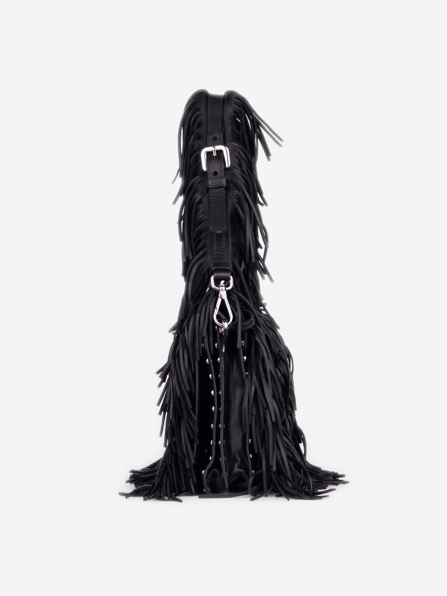 Prada SS07 Two-Tone Leather Fringe Hobo Shoulder Bag