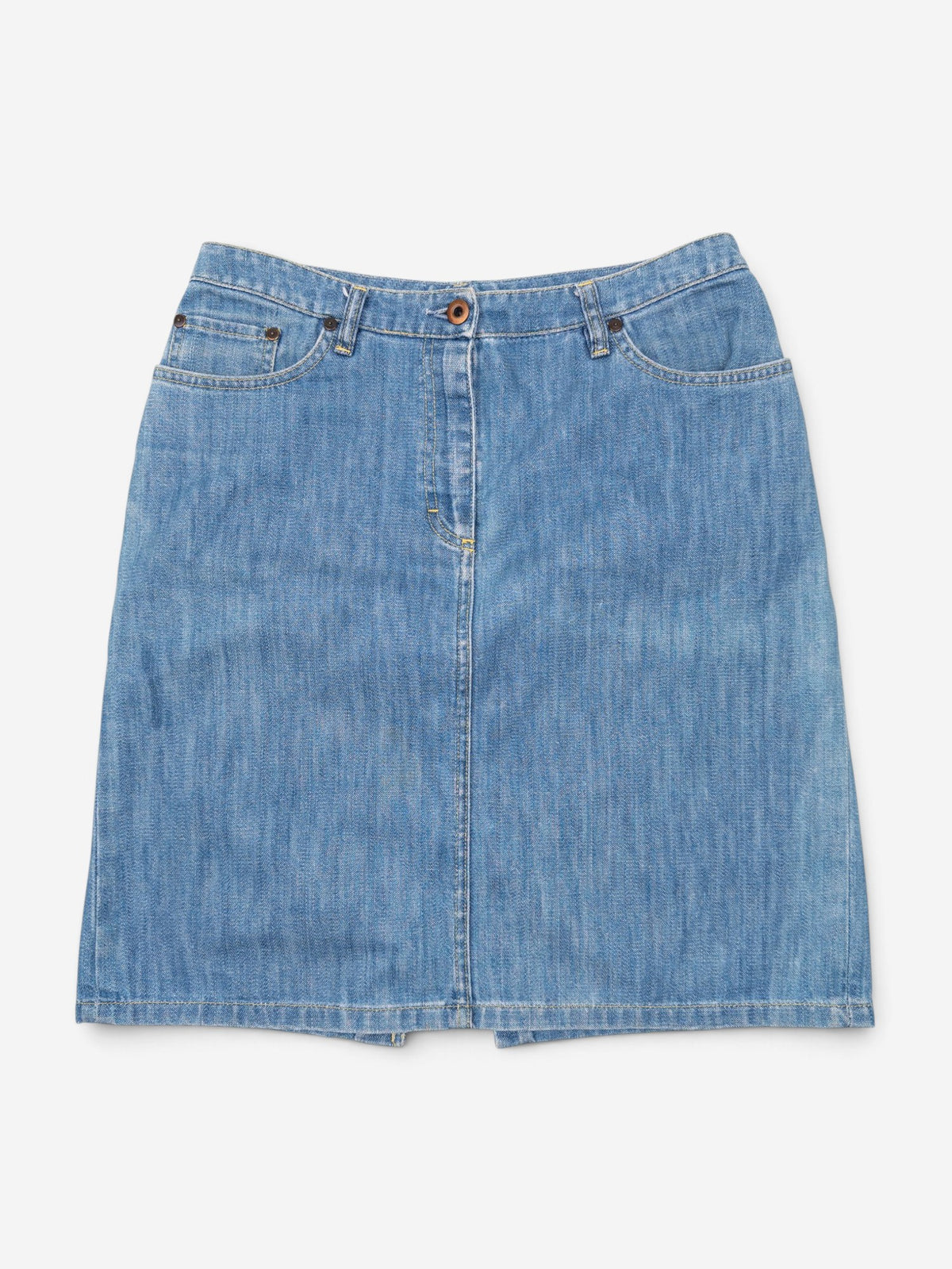 Miu Miu 2000s Cut Off Denim Mini Skirt – front view