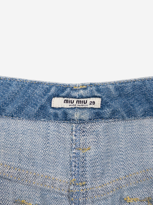 Miu Miu 2000s Cut Off Denim Mini Skirt – view 5