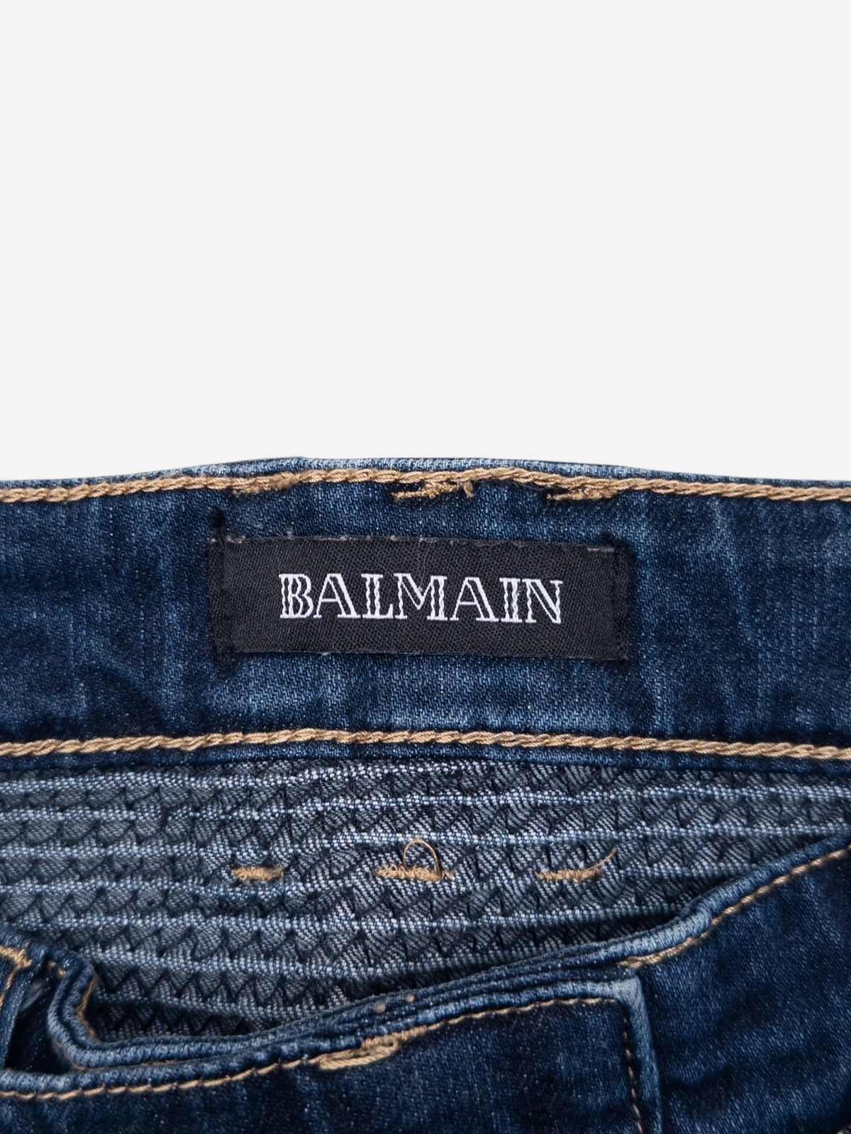 Balmain Dark Wash Biker Denim Jeans – view 3