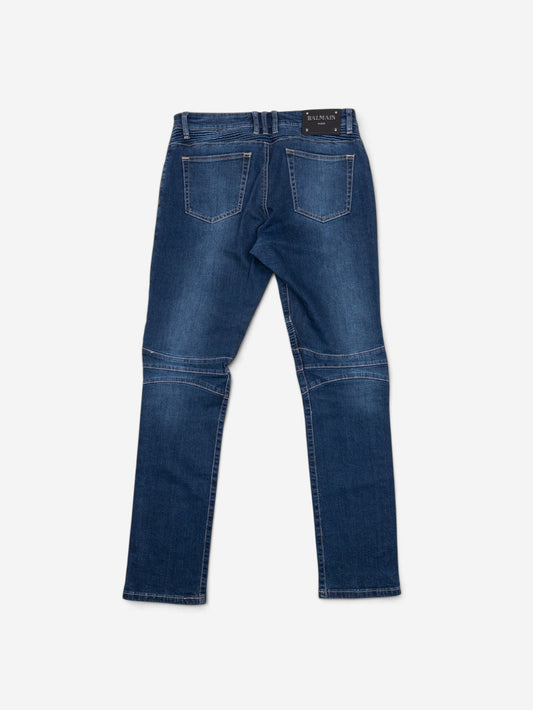Balmain Dark Wash Biker Denim Jeans – view 4