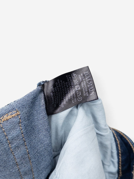 Balmain Dark Wash Biker Denim Jeans – view 6