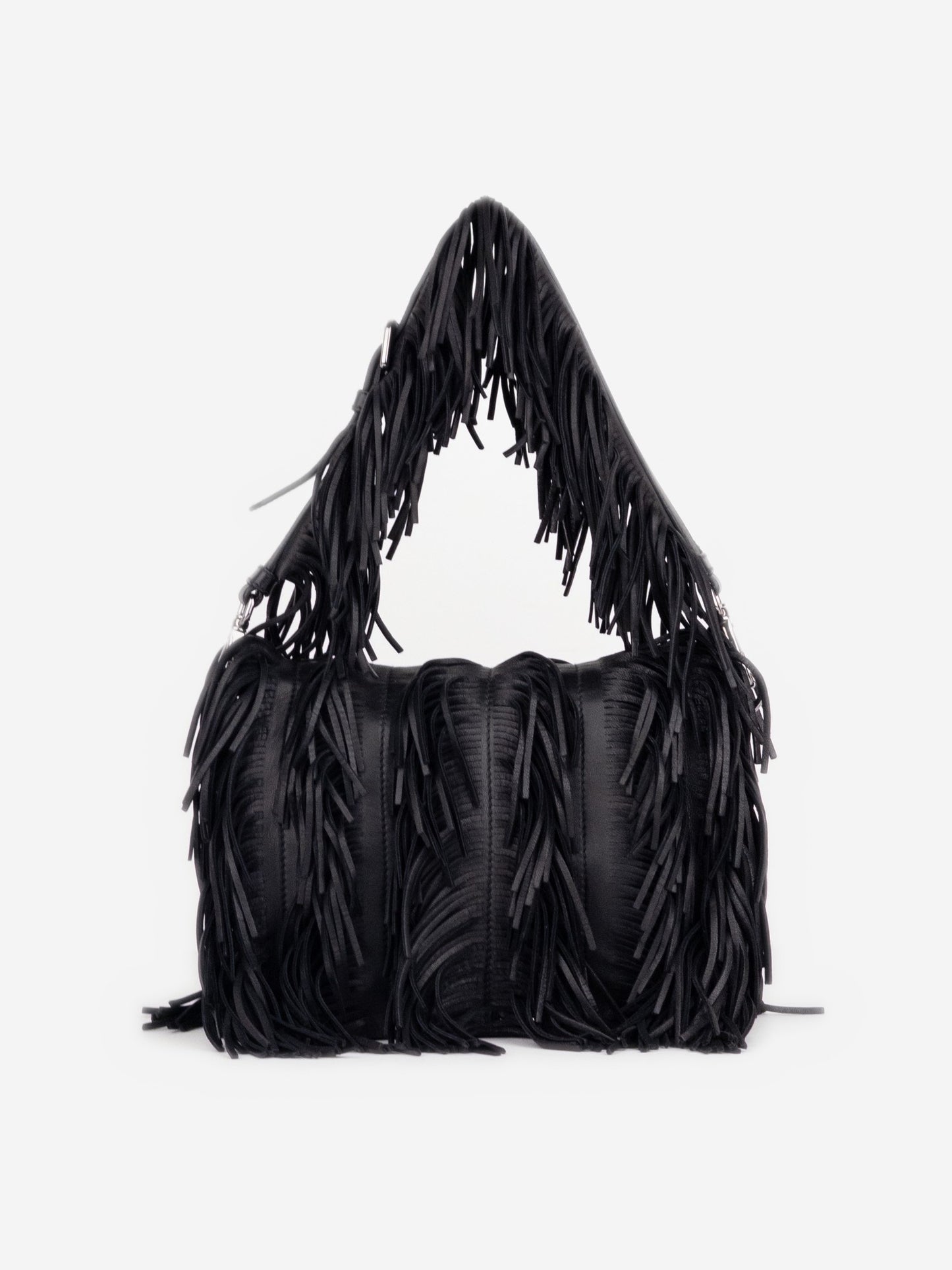 Prada SS07 Two-Tone Leather Fringe Hobo Shoulder Bag