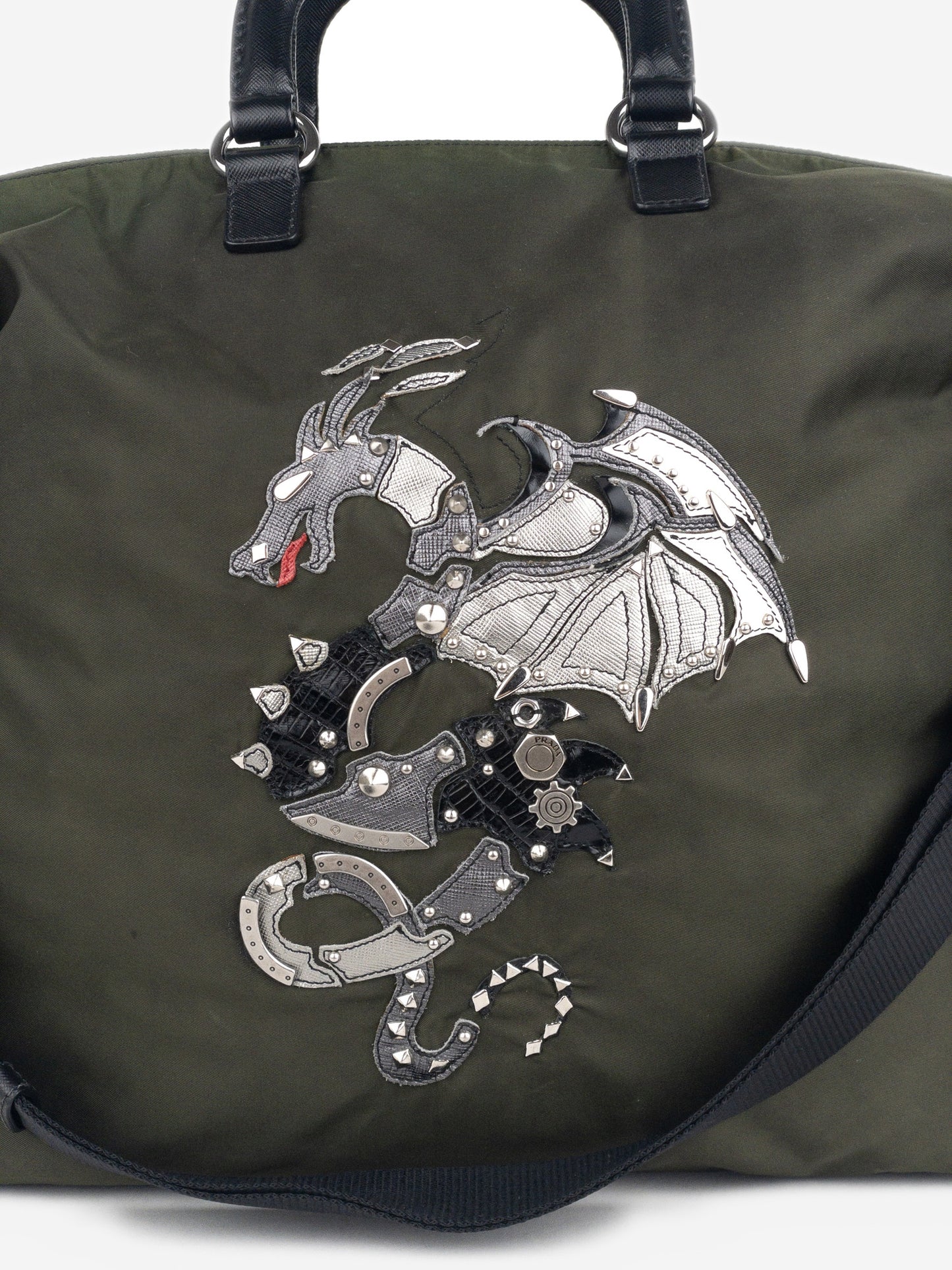 Prada 2000s Large Tessuto 2-Way Dragon Handbag