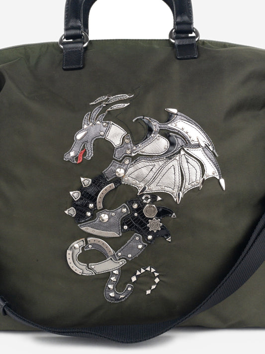 Prada 2000s Large Tessuto 2-Way Dragon Handbag – photo 4