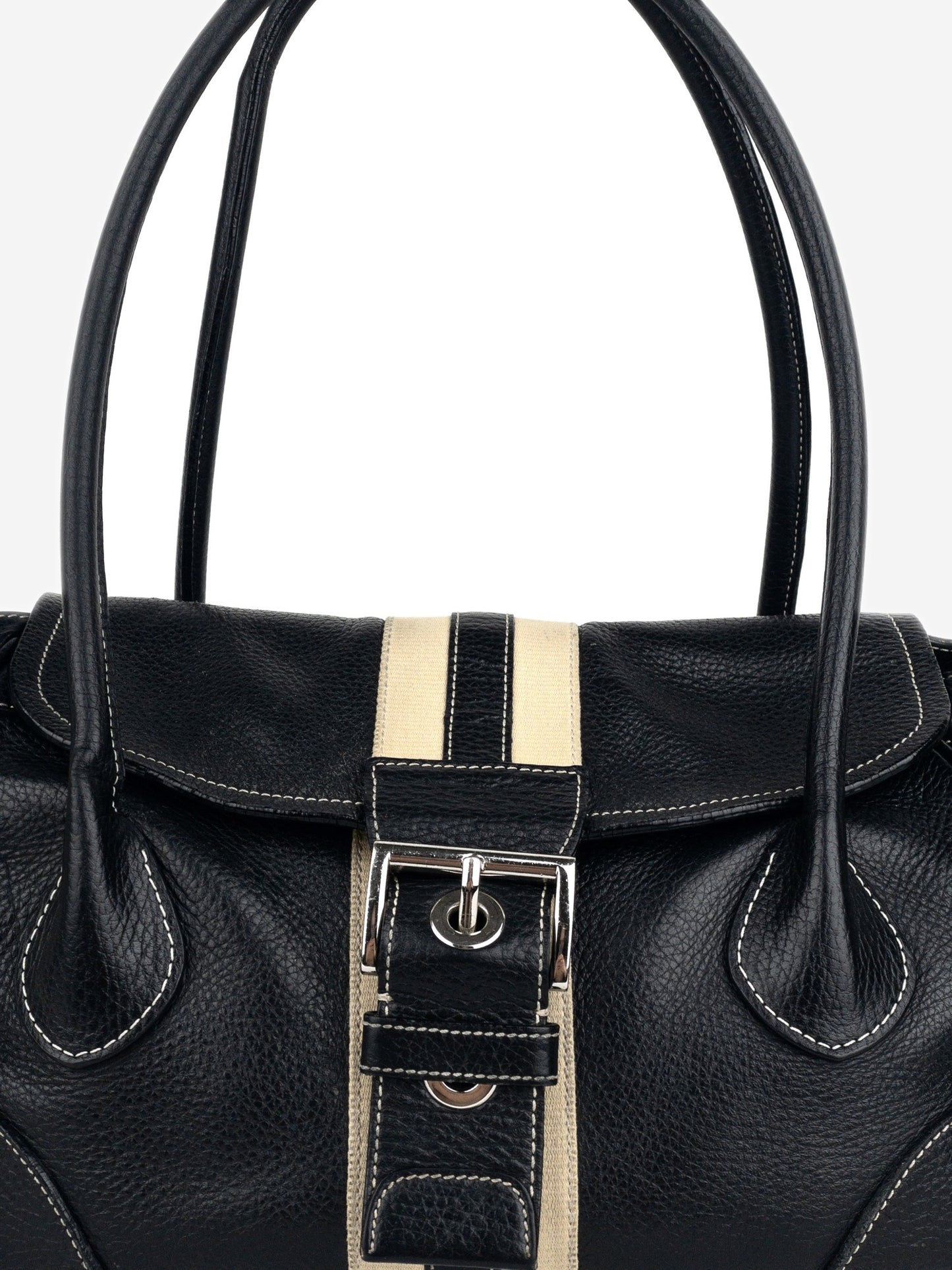Prada 2000s Vitello Daino Stripe Shoulder Bag
