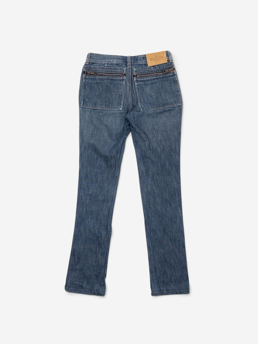 Gucci by Tom Ford SS02 Flared Sanded Bootcut Denim Jeans – back view