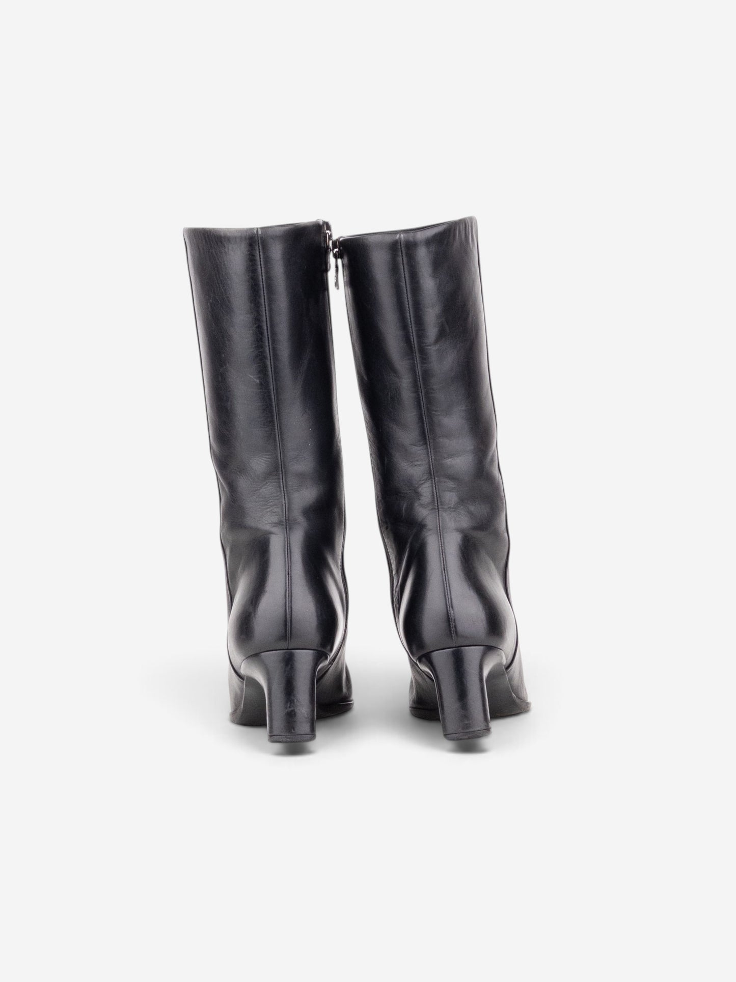 Prada 2000s Mid Calf Square Toe Riding Boots – side view