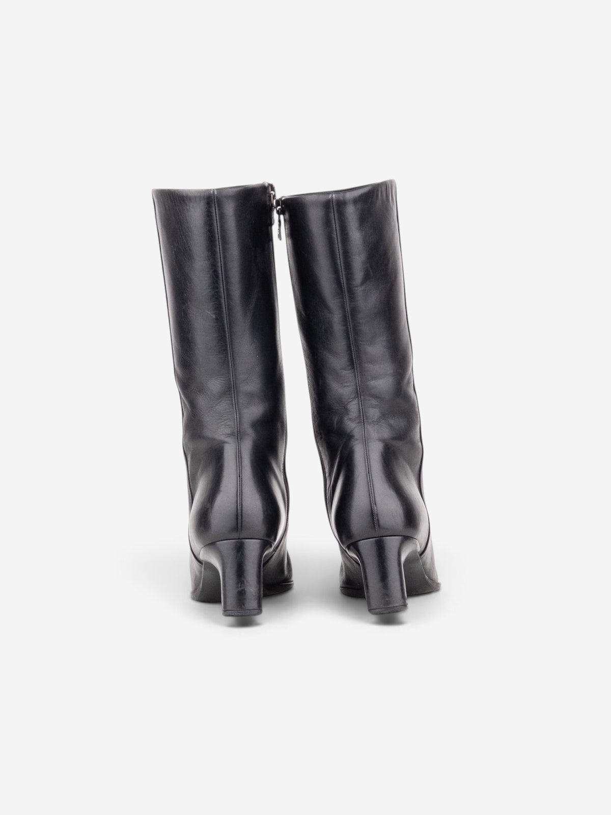 Prada 2000s Mid Calf Square Toe Riding Boots – side view