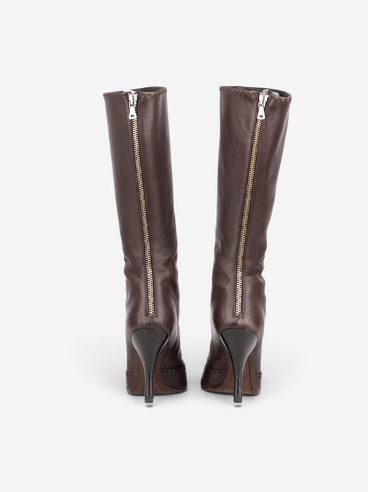 Prada 2000s Knee High Bow Heel Boots – side view