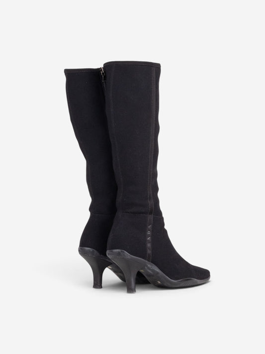 Prada 2000s Knee High Neoprene Kitten Heel Boots – side view