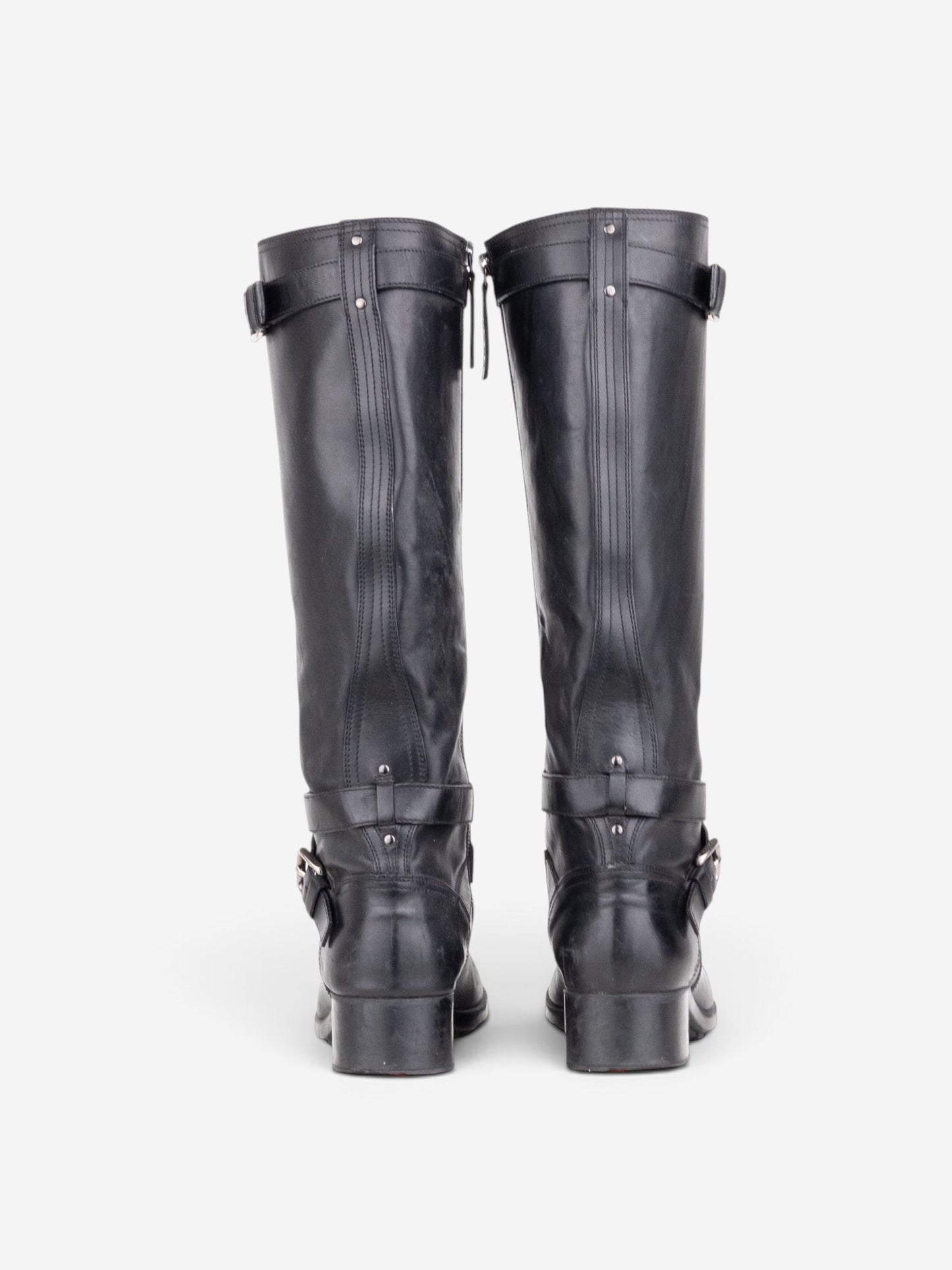 Prada 2000s Knee High Double-Buckle Riding Boots – side view