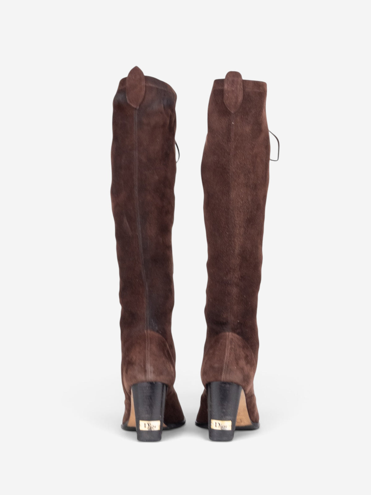 Dior by Galliano 2000s Knee-High Lace-Up Suede Heel Boots – side view