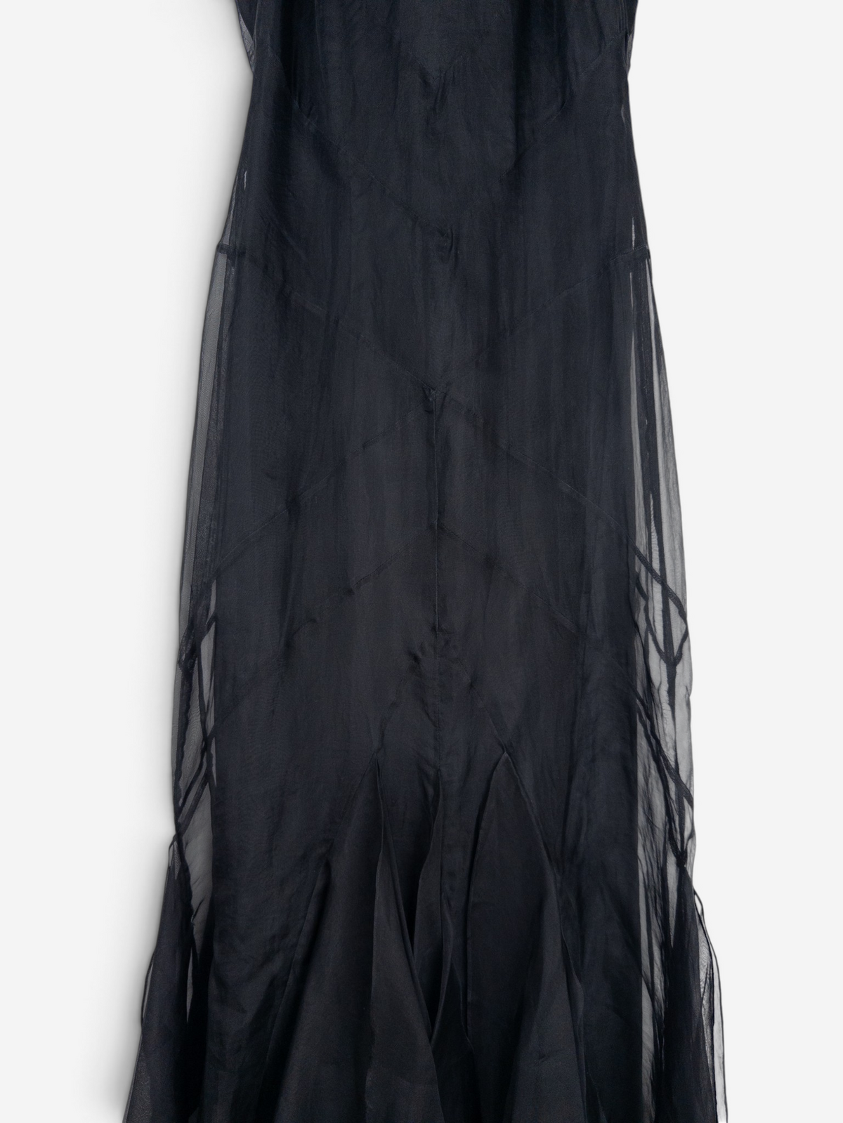 Roberto Cavalli 2000s Summer Tule Wrinkle Ruffle Maxi Dress – skirt detail
