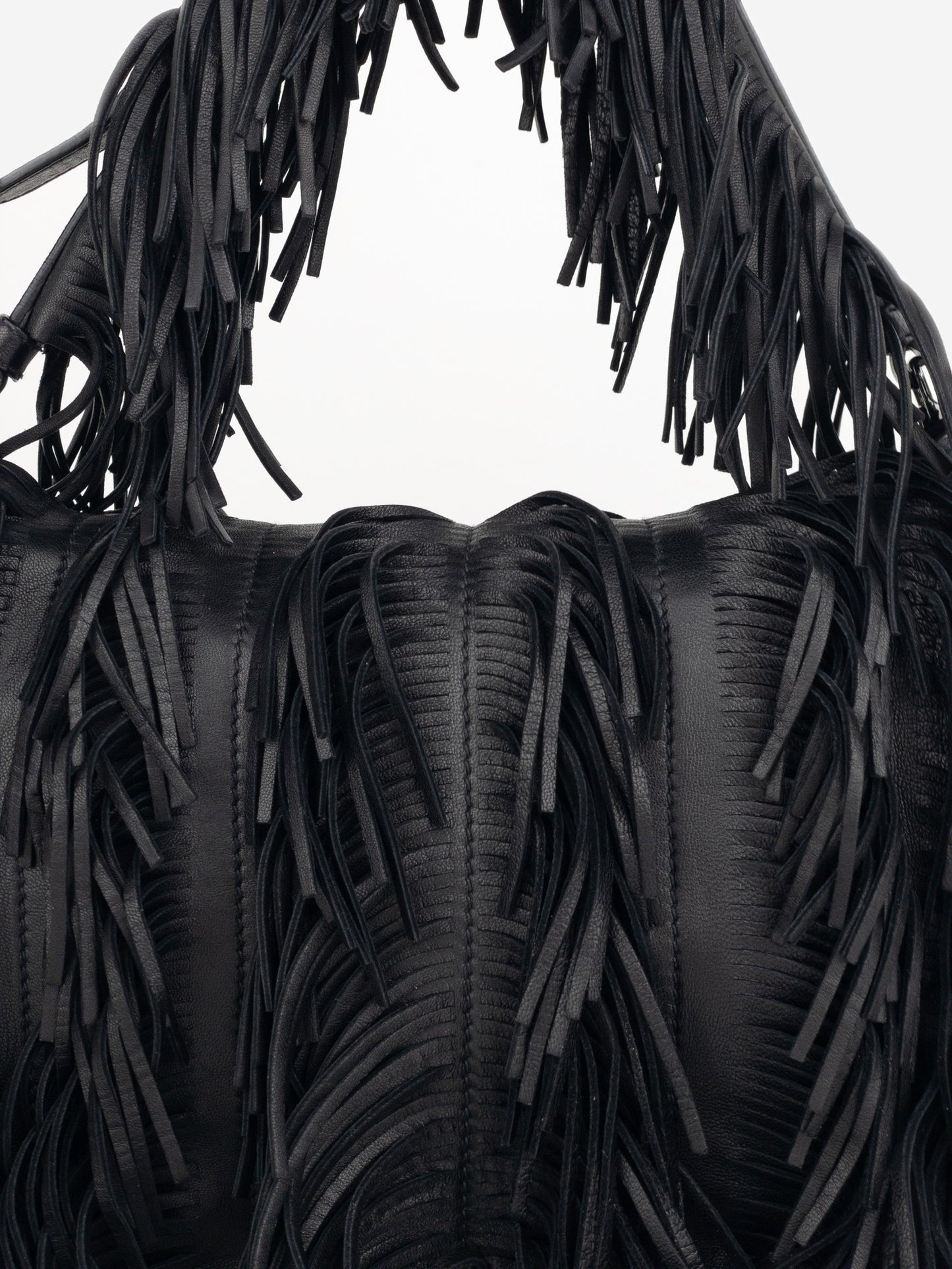 Prada SS07 Two-Tone Leather Fringe Hobo Shoulder Bag