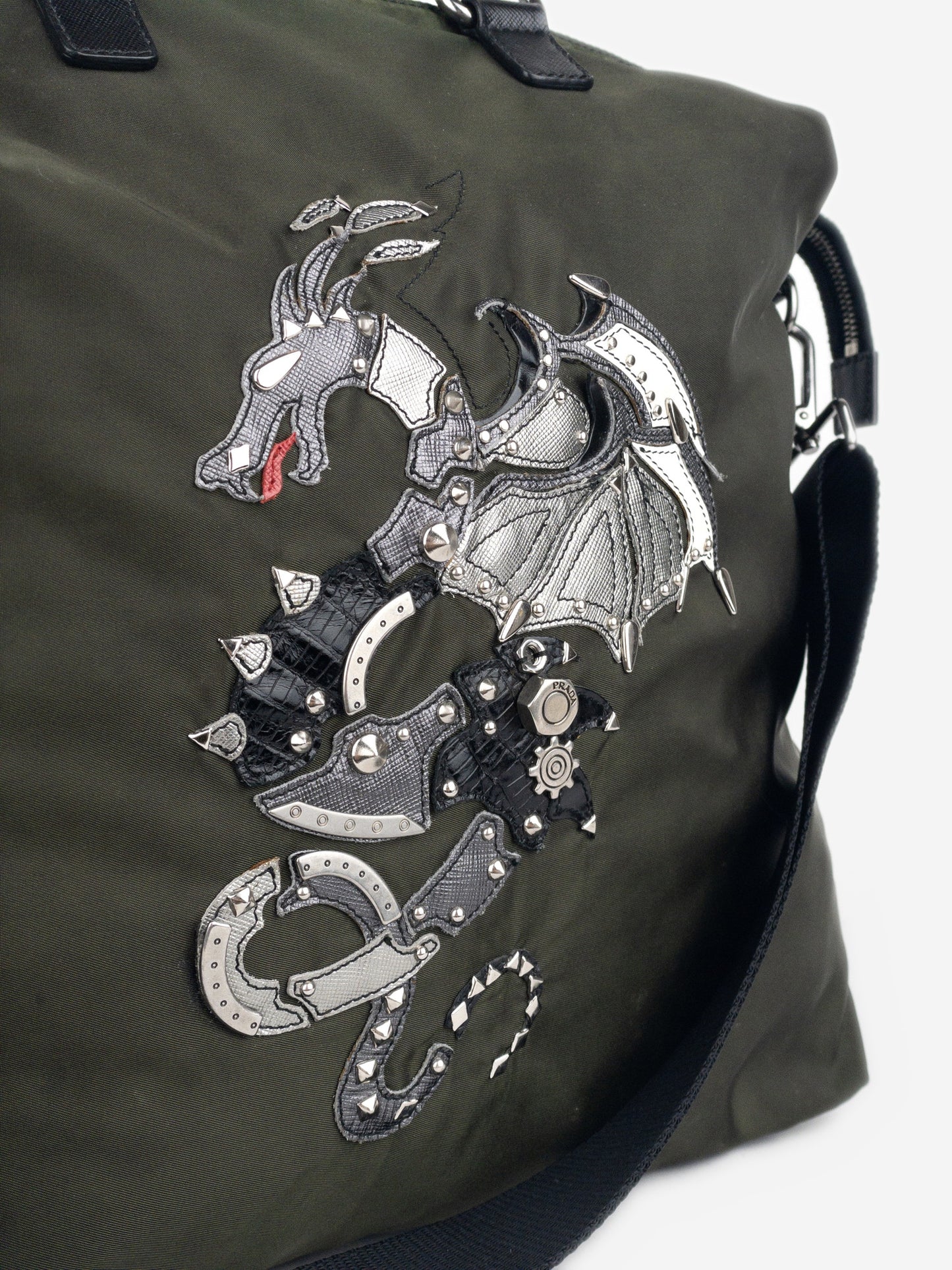 Prada 2000s Large Tessuto 2-Way Dragon Handbag