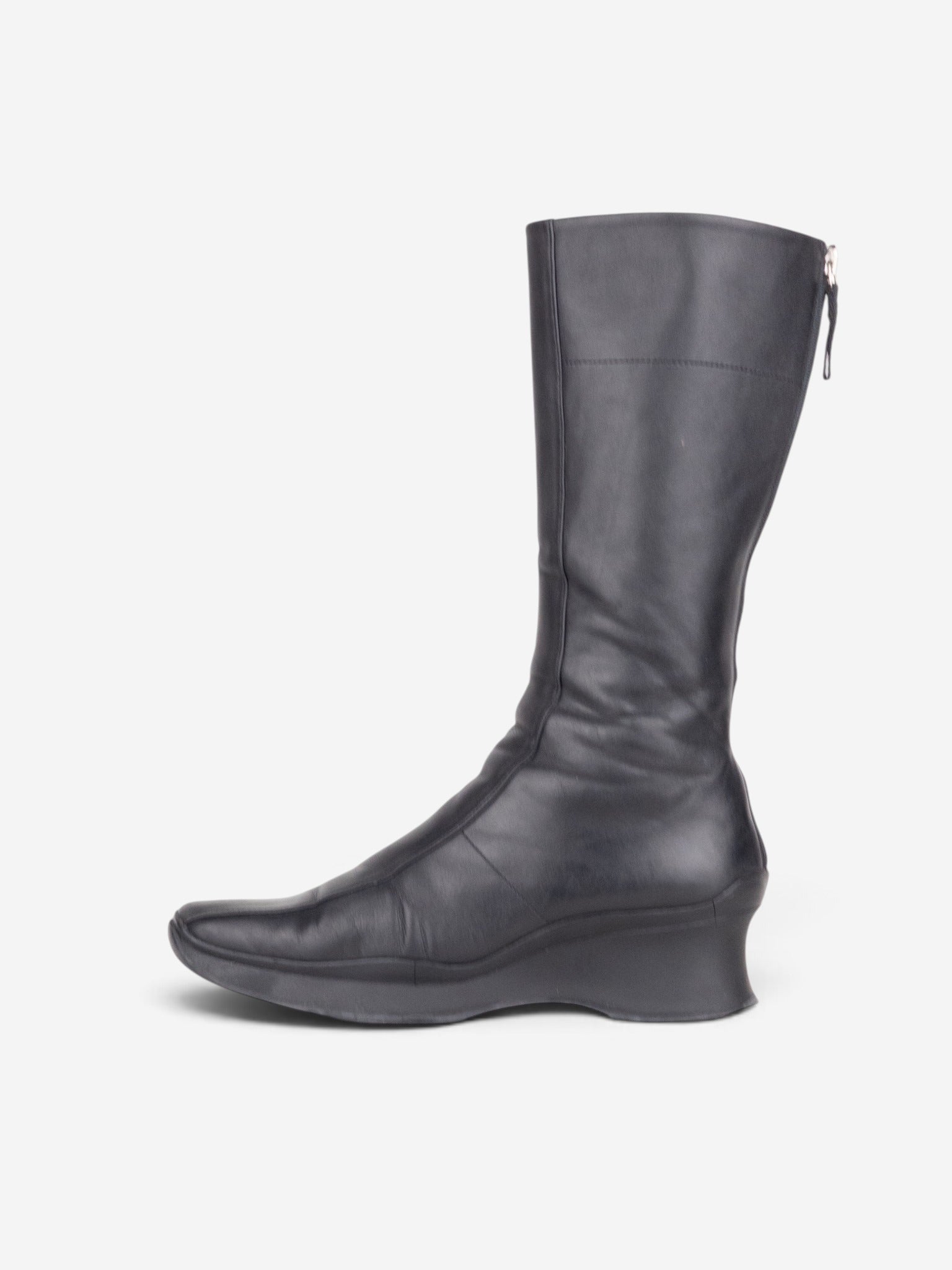 Prada 2000s Knee High Sculptural Platform Wedge Boots – profile view