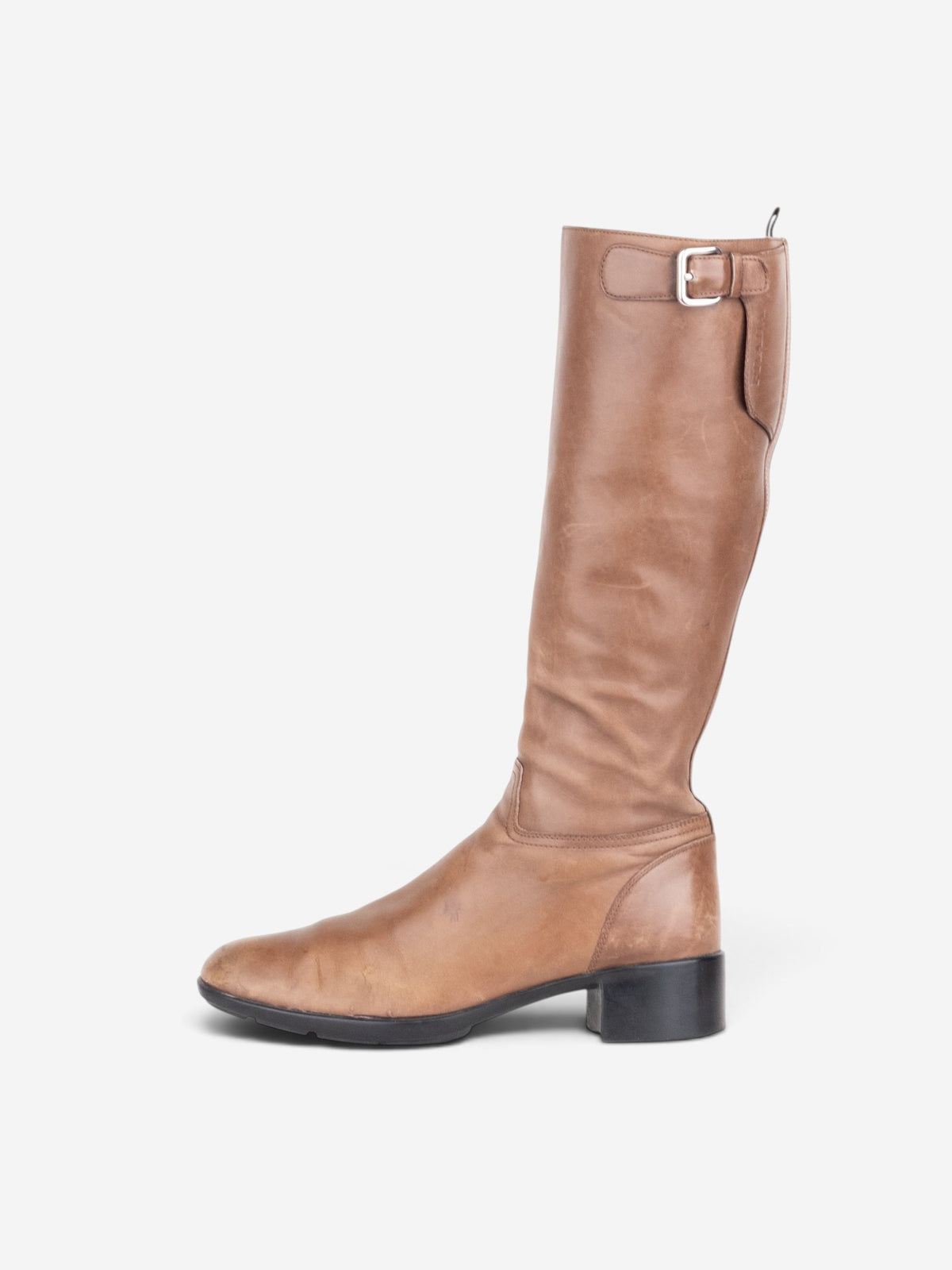 Prada 2000s Knee High Riding Biker Boots – profile view