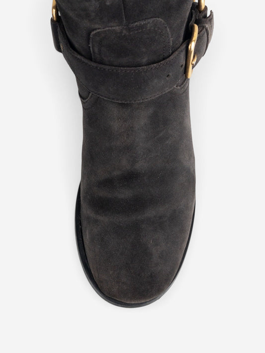 Prada 2000s Mid Calf Suede Biker Boots – detail view