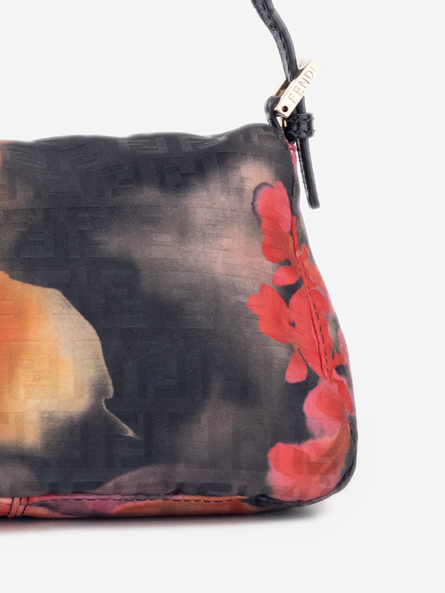 Fendi 2000s Zucchino Monogram Abstract Floral Baguette Shoulder Bag