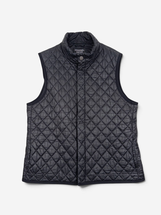 Chanel by Karl Lagerfeld 2010s CC Quilted Puffer Biker Vest – front view