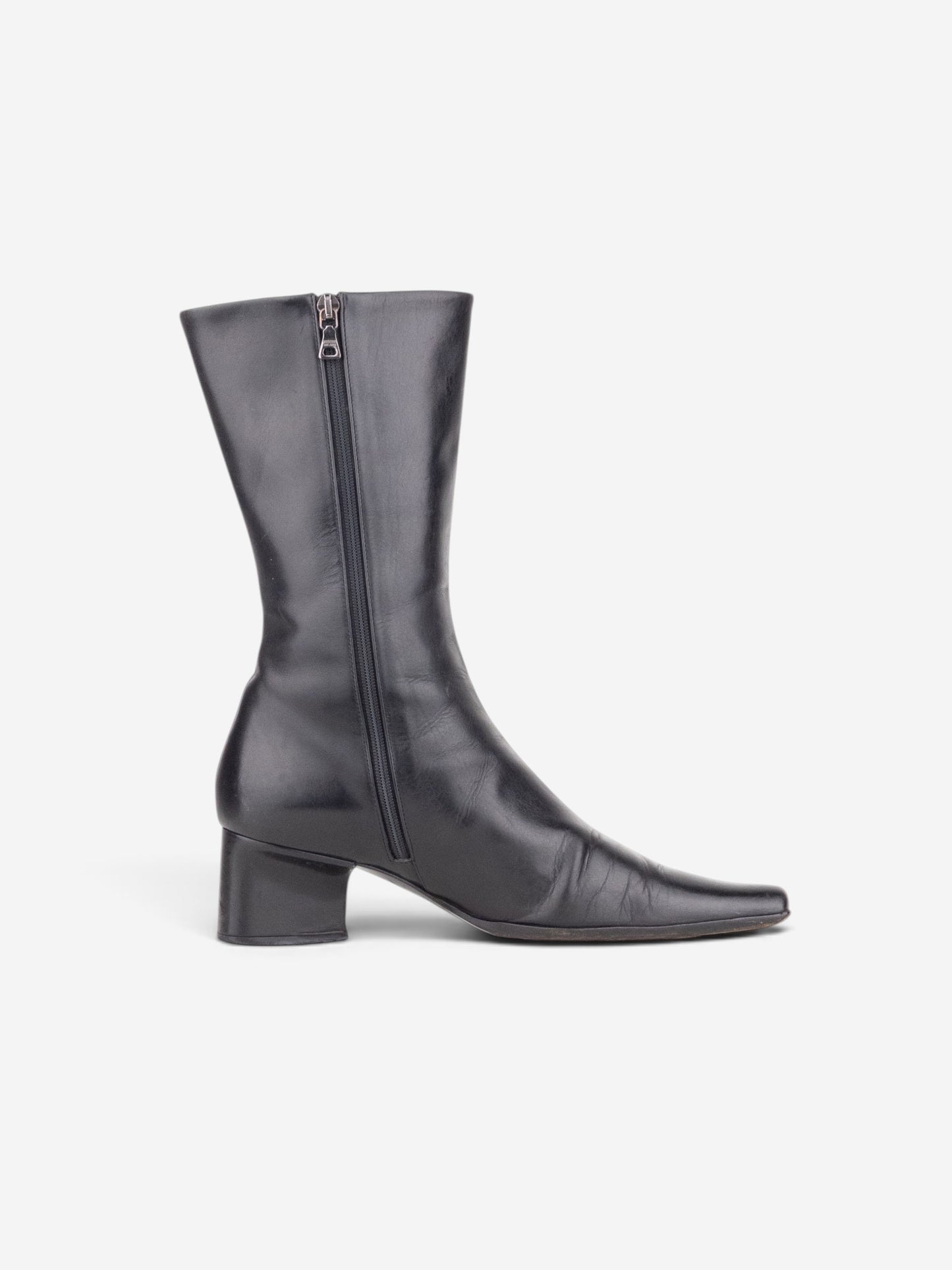 Prada 2000s Mid Calf Square Toe Riding Boots – side view
