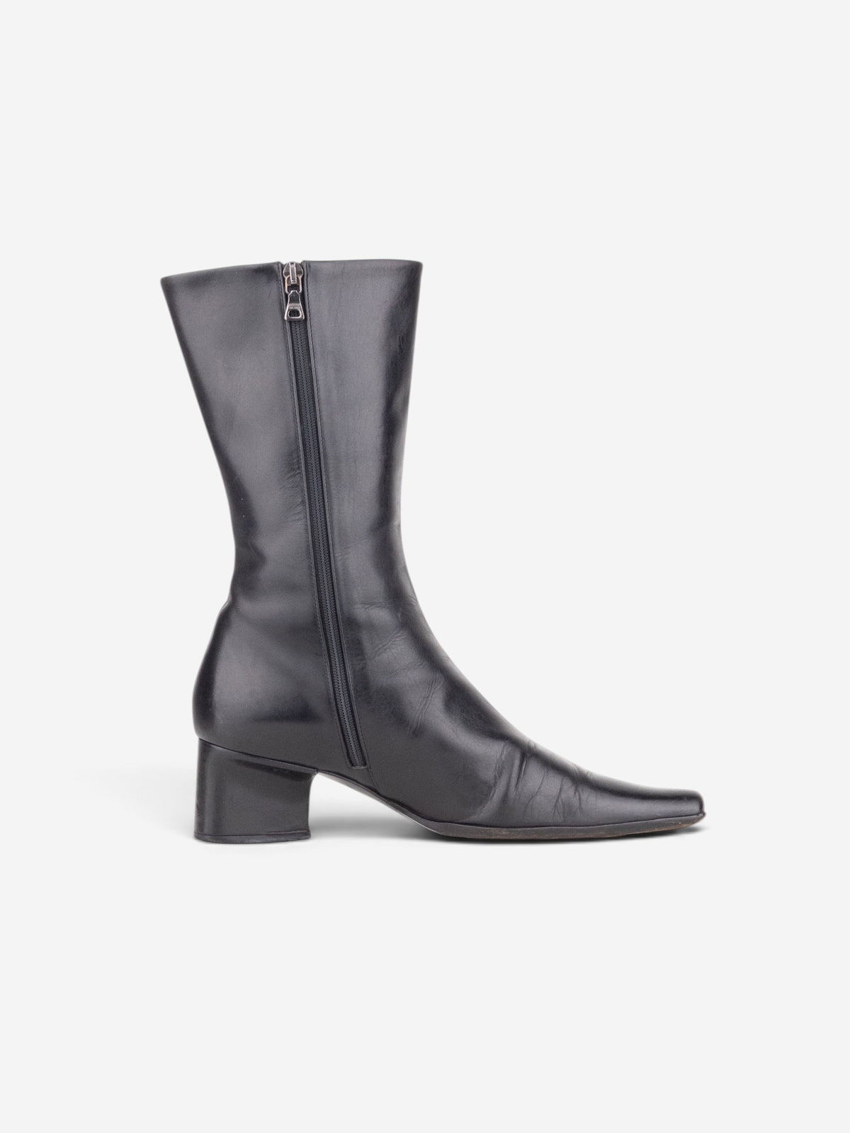 Prada 2000s Mid Calf Square Toe Riding Boots – side view