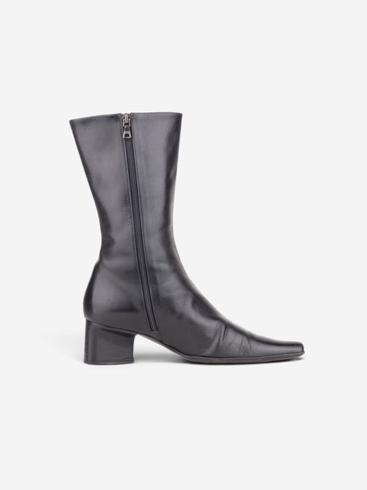 Prada 2000s Mid Calf Square Toe Riding Boots – side view